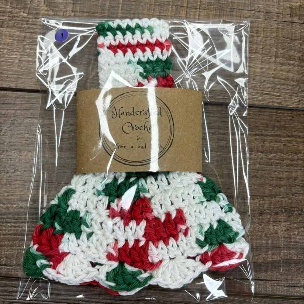Kitchen‎ Tea Hand Towel Topper Holder Christmas Holiday Cotton Crochet by Seller